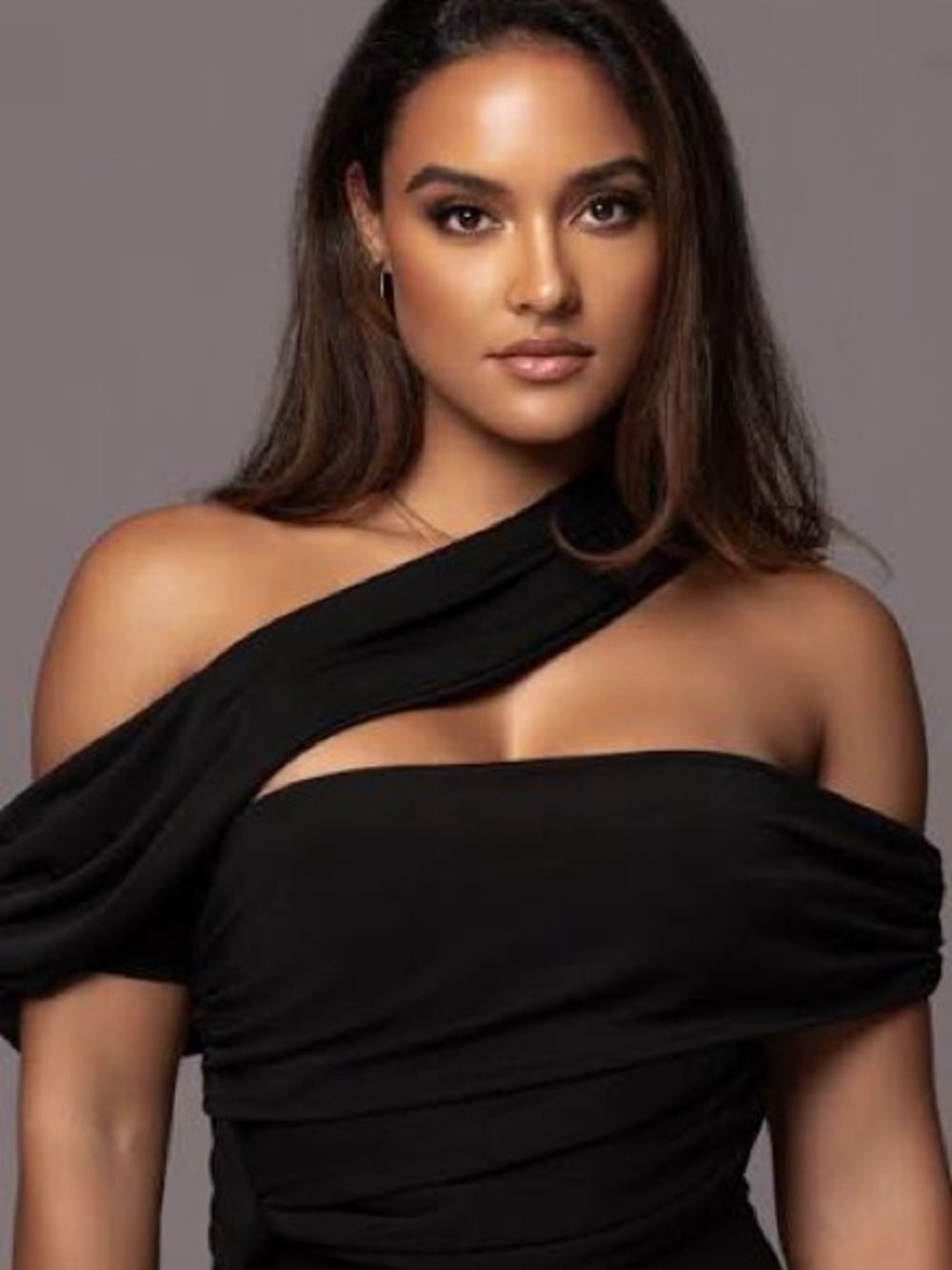 JLUXLABEL Black One-Shoulder Wrap Bodysuit - Picture 2 of 4